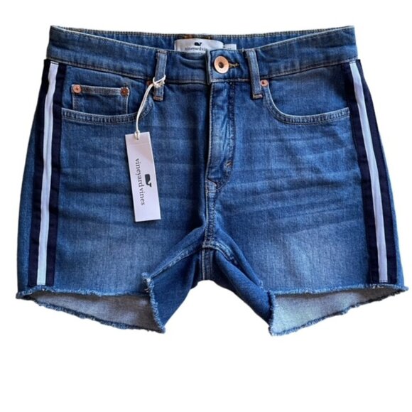 VINEYARD VINES Jamie Striped Grosgrain Denim Shorts, Size 26 - NWT - Picture 1 of 5